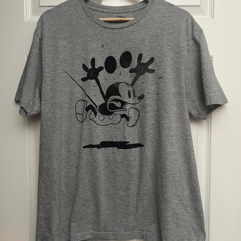 Gray Disney Mickey Mouse cotton & polyester t-shirt